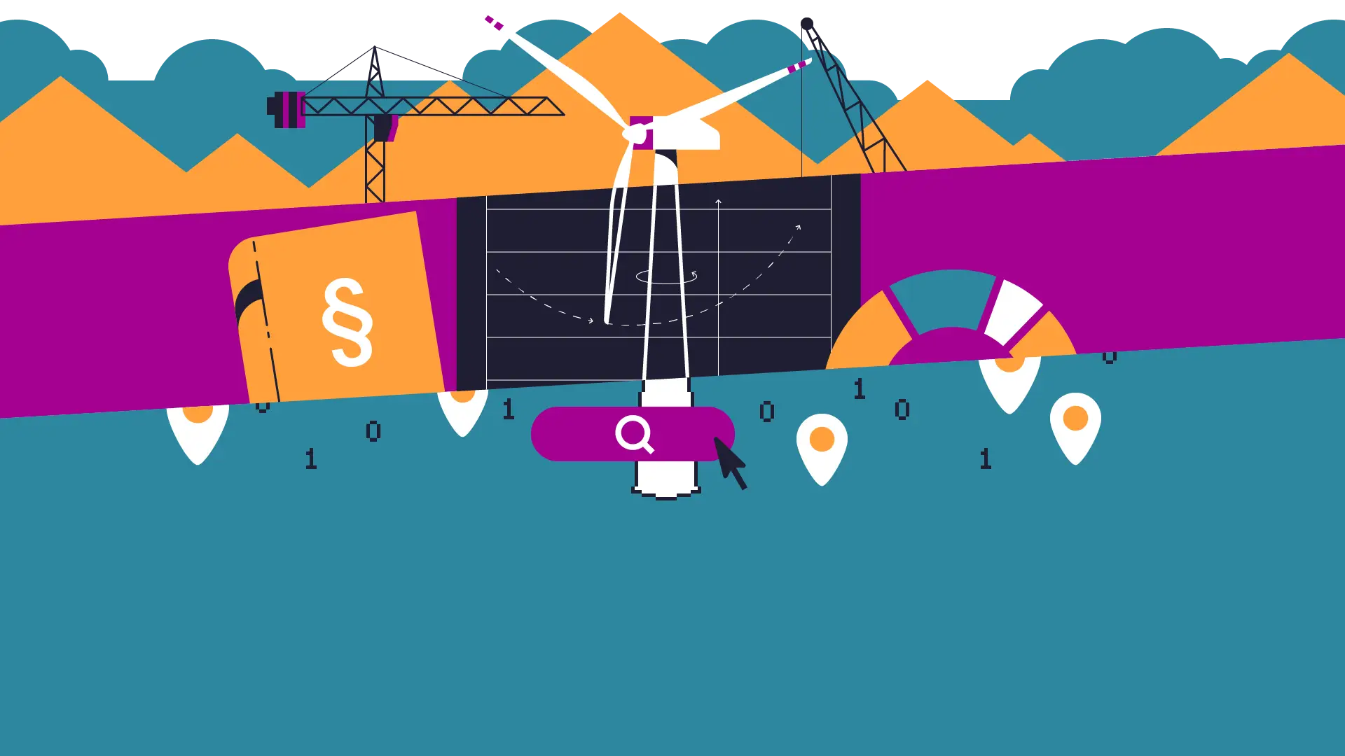 Illustration Windrad vor Paragraphen