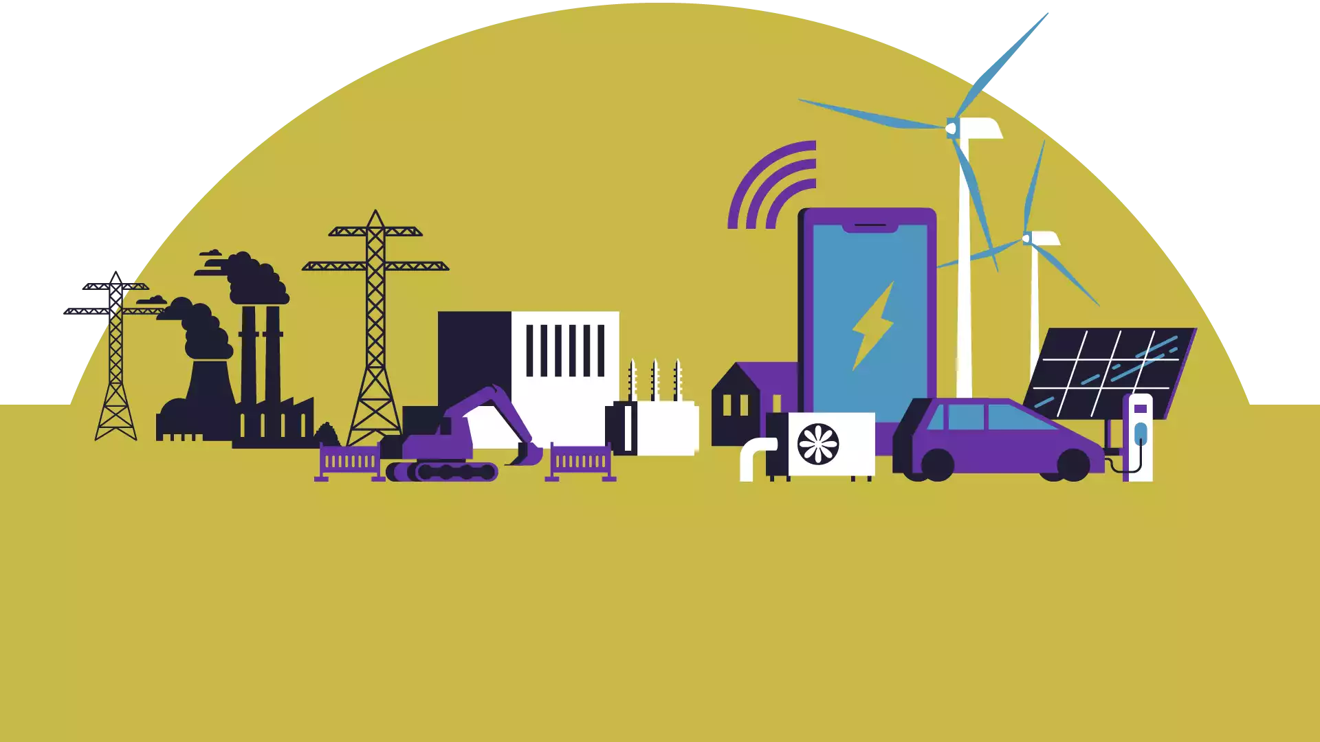 Illustration alte und neue Energieerzeugung