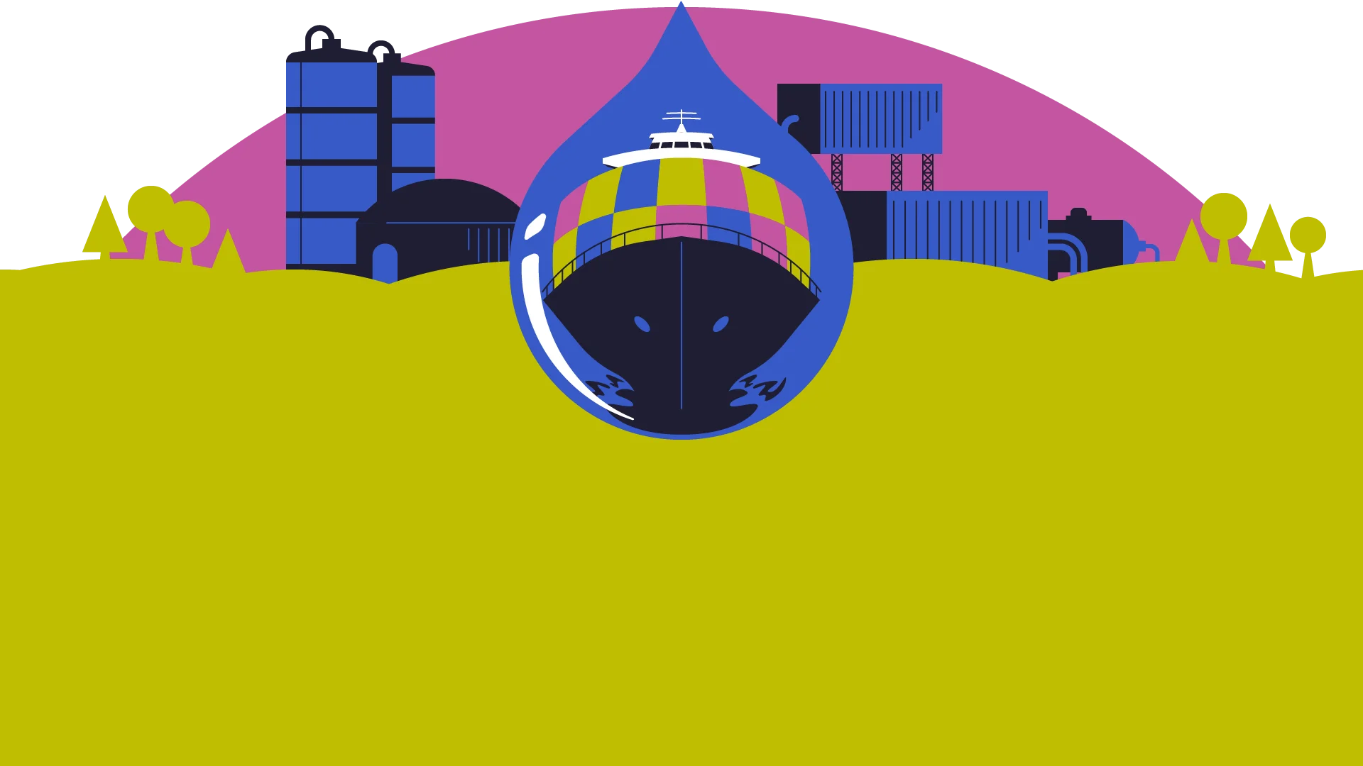 Illustration Schiff verlässt Hafen