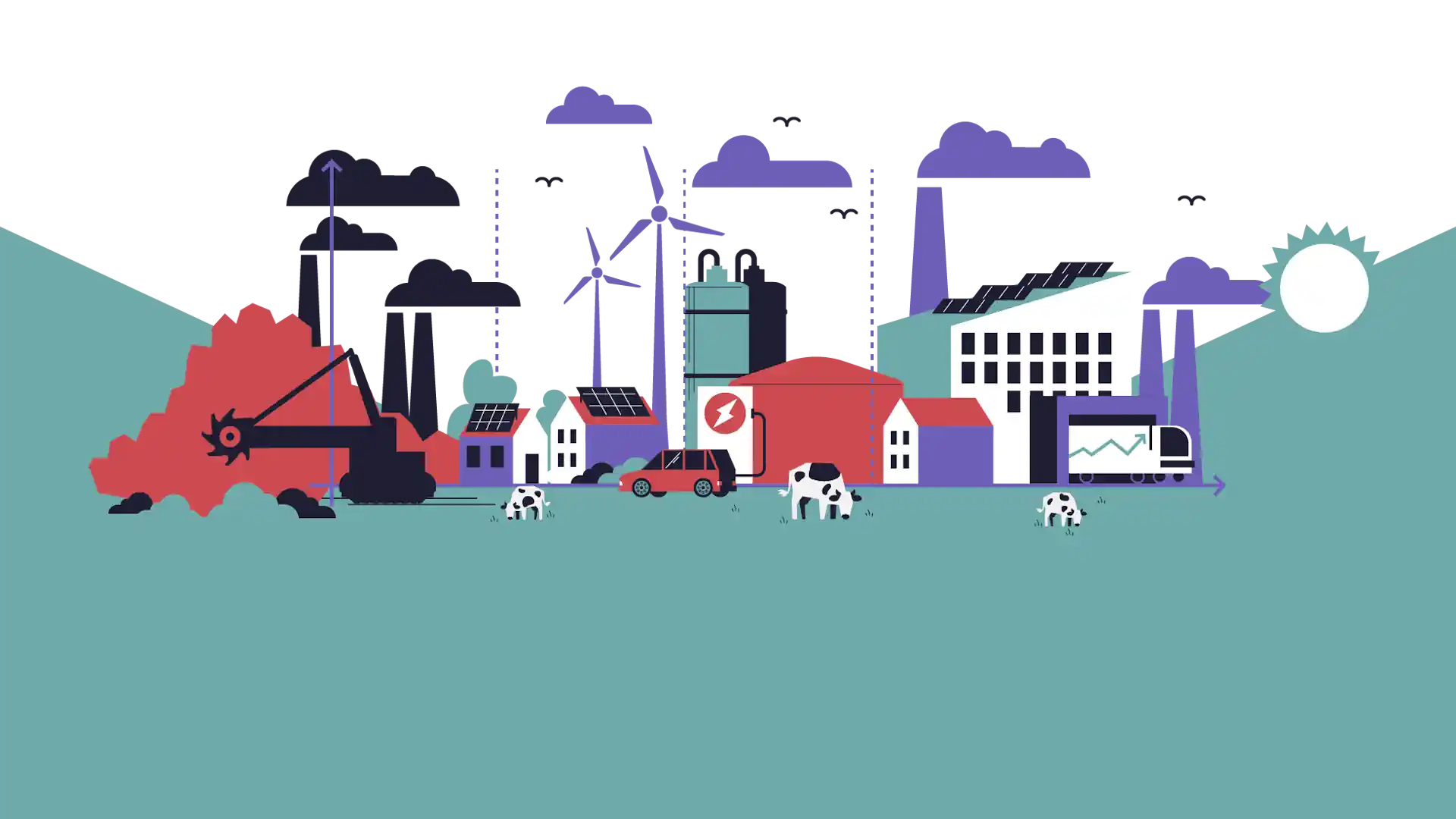 Illustration neue Industrie durch Erneuerbare Energie